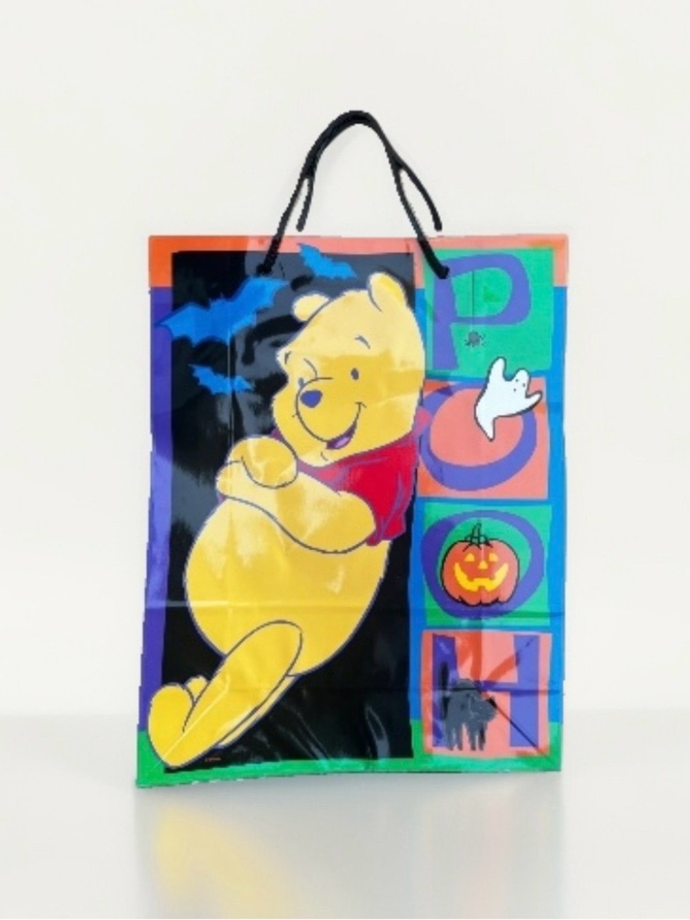 Vintage 1998 Disney Winnie the Pooh Halloween Paper Gift Bag Glossy Large